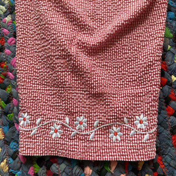 Vintage Red White Gingham Embroidered Cropped Pants Women’s Plus Size 2X Spring - Picture 12 of 14
